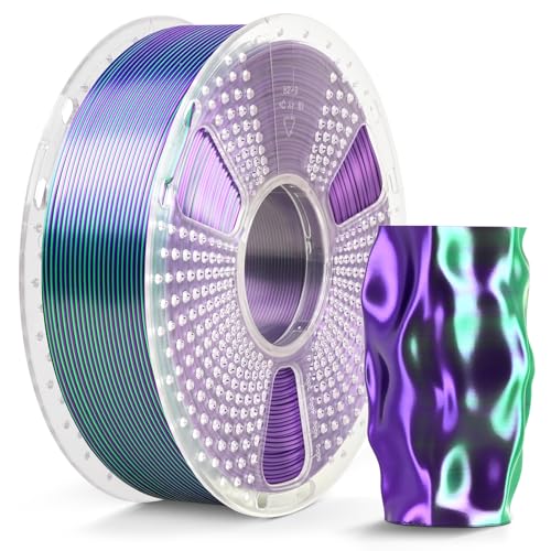 Image of SUNLU Silk Dual Color Pla Filament, Silk PLA 3D Printer Filament 1.75mm, Shiny Silk Texture, Dimensional Accuracy + /- 0.02mm, 1KG Spool (2.2 lbs), PLA Silk Dual Color (Green Purple)