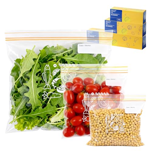 Wosyoodo 70 Pièces Sacs de Congélation Épais, Sac Ziplock des Aliments, Sacs de Rangement Réutilisables, Sacs de Nourriture et Sandwich pour Conservation...