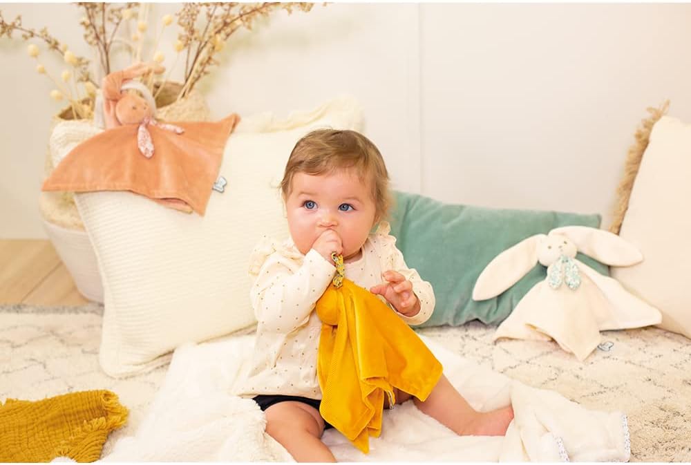 Kaloo - Square Doudou Rabbit Cream - Lapinoo - Soft Polyester and Micro-Velvet Baby Comfort Blankie - Early Development Toy - from Birth - K972206.