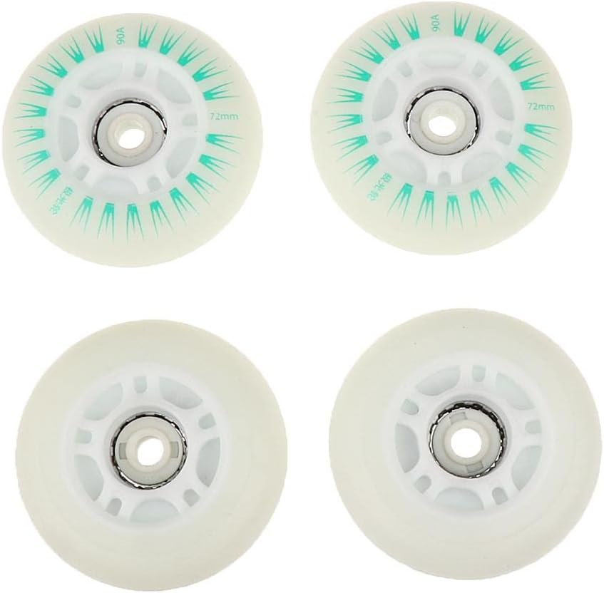 4pcs Flashing PU Wheels for Children Inline Skating - Faster, Safer, 72mm 76mm 80mm - Roller Skates Parts Set - Green, 72mm