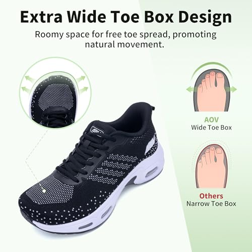 Image of AOV Women Arch Support Walking Shoes Orthotic Tennis Sneakers for Plantar Fasciitis Athletic Running Shoes
