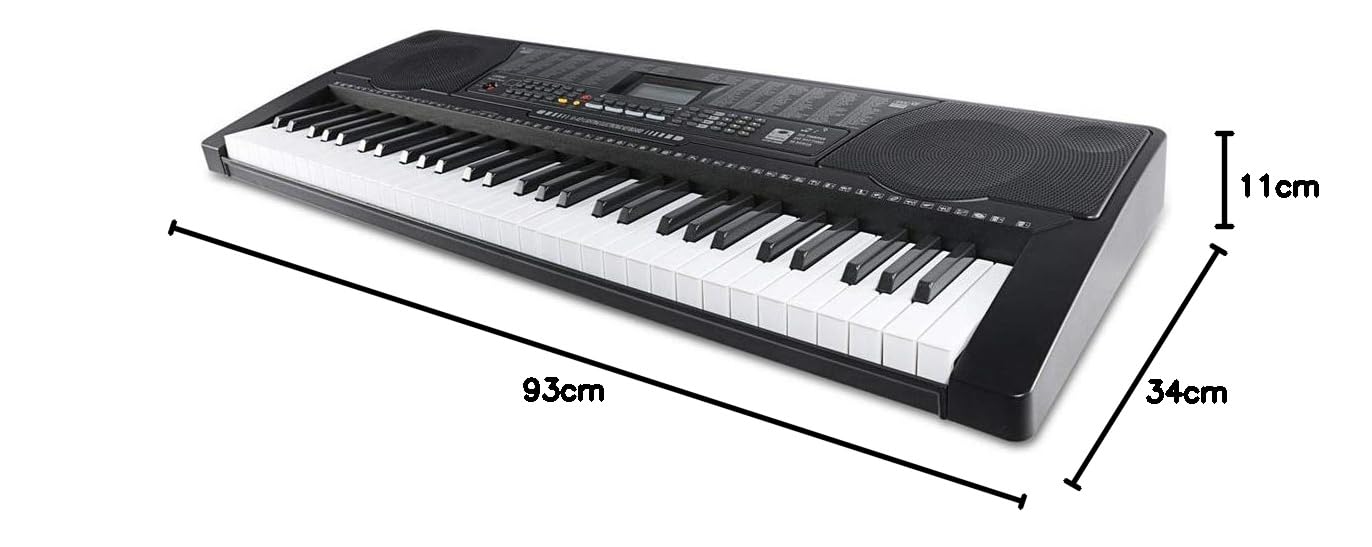 Bakaji Tastiera Musicale Pianola Elettronica 61 Tasti Luminosi Pianoforte Multifunzione con 255 Ritmi 50 Brani Preimpostati Funzione Percussione Ingresso AUX Leggio Porta Spartito/Tablet