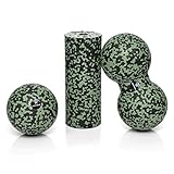 BODYMATE Faszien MINI-SET Schwarz-Midnight-Green - Mini-Faszien-Rolle L15xD6cm, Ball D8cm und Duo-Ball D8cm im Set