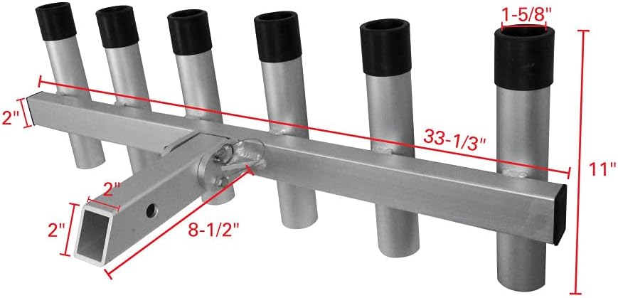 Extreme Max 3005.4275 Aluminum Pivoting Fishing Rod Holder for 2" Hitch Receivers - 6-Rod Capacity : Sports & Outdoors