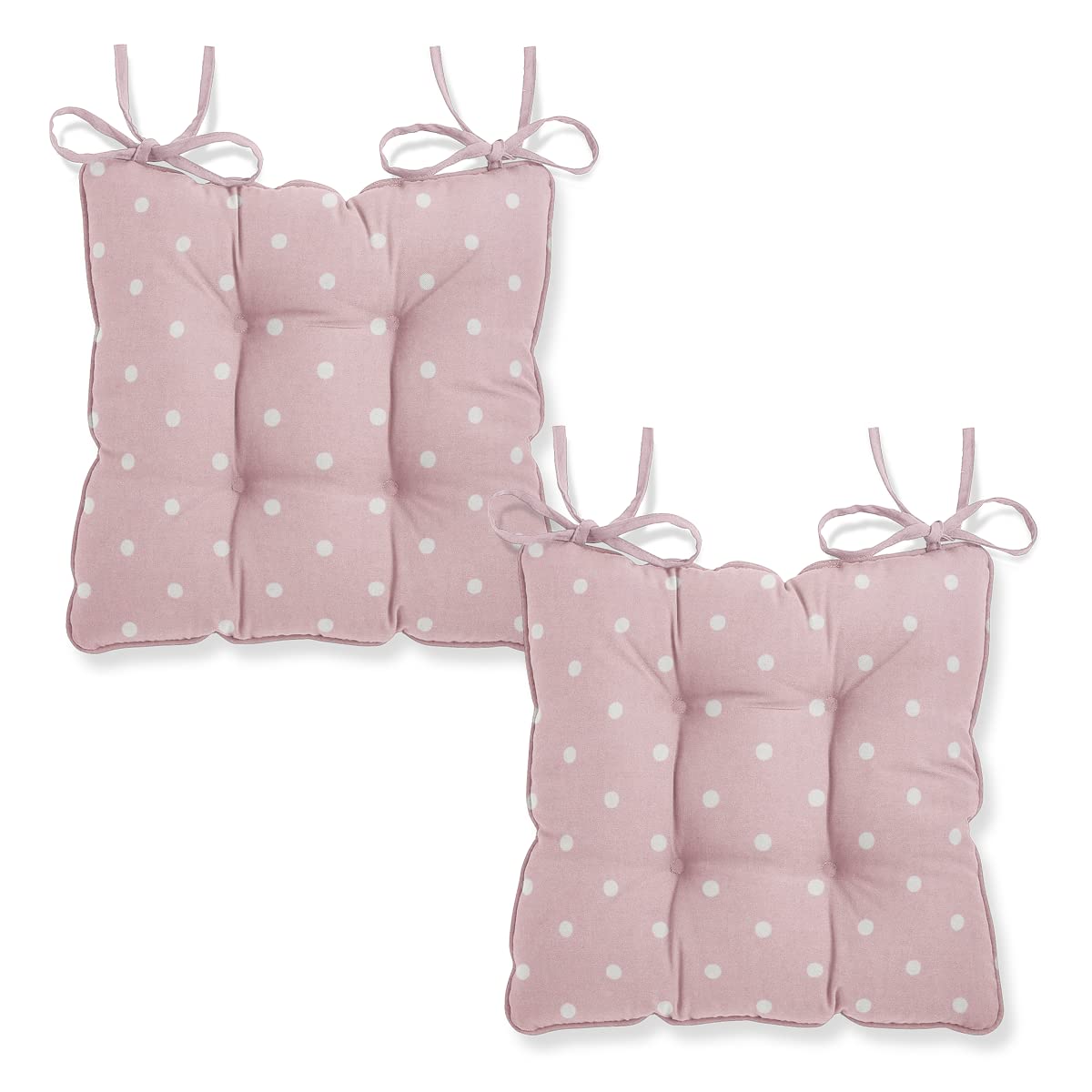 Harrison Cropper Seat Pads for Dining Chair Dotty Chair Pads with Straps Set of 2 (Pink)