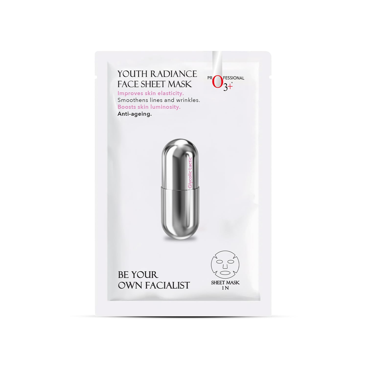 O3+ Facialist Youth Radiance Face Sheet Mask 30g, Collagen & Glycolic Acid for Brightening, Firming Skin, Reduces Fine Lines, Wrinkles & Puffiness, Suitable for All Skin Types-image-21