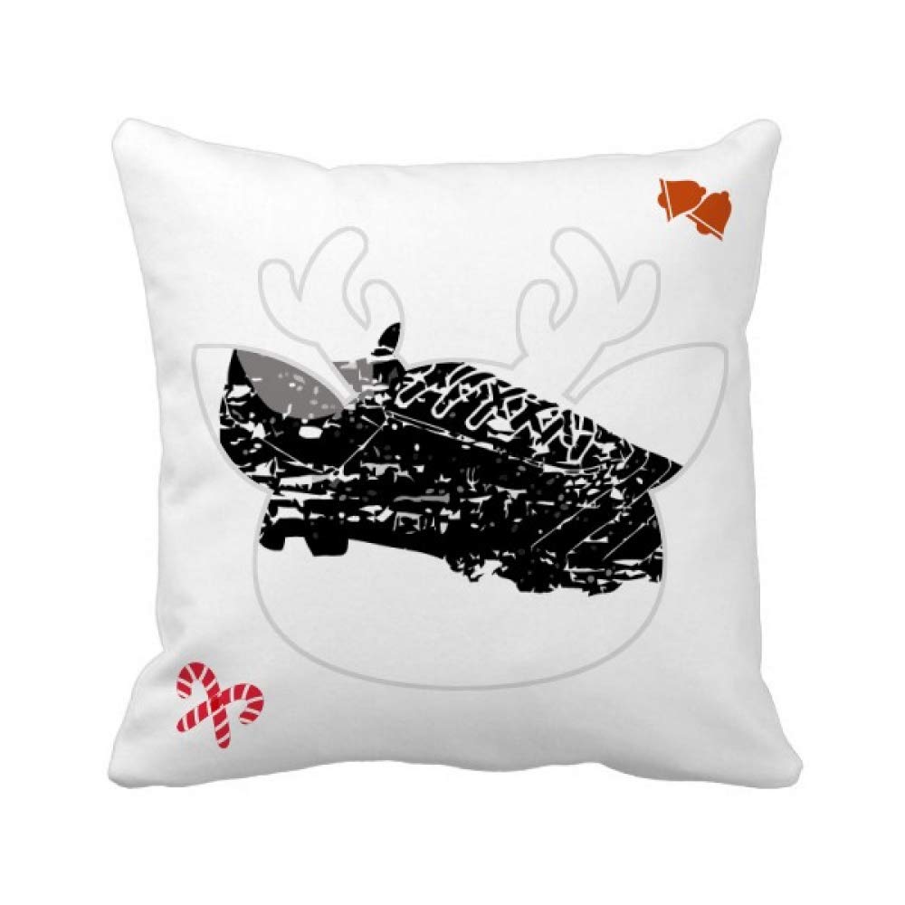 Housse de coussin football noir taie carree deco chambre ado motif foot
