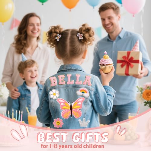 Personalized Kids Jean Jacket with Names, Custom Long Sleeve Toddler Jean Jacket, Baby Girls & Boys Denim Jackets Clothes, Birthday Back to School Outfits Christmas Easter Gifts for Kids 1-8 Years Old4