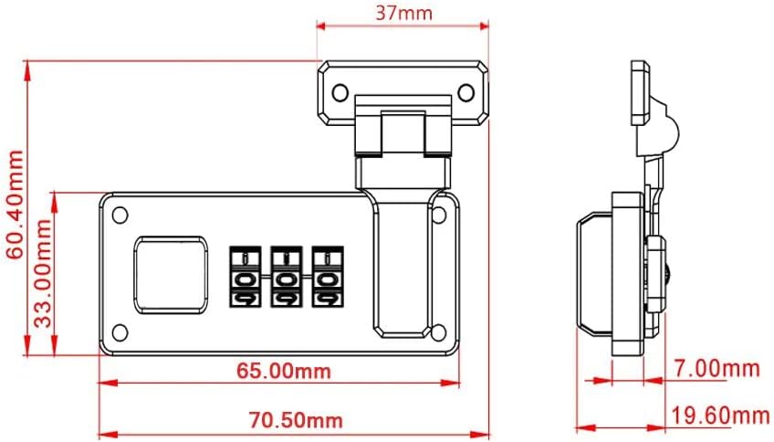 2pcs Tool Box Hasp, Luggage Combination Lock, Briefcases Replacement Accessories,3 Digit Combination Lock (Golden)
