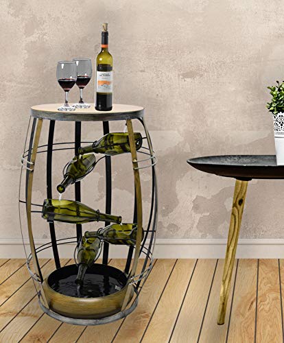 Vintage Metal Barrel Design Cascading Waterfall Floor Water Fountain With Tiering Wine Bottles Yard Art Decor #TOP2