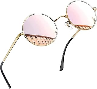 Joopin Runde Sonnenbrille Herren Polarisierte Sonnenbrille Retro Vintage Hippie Steampunk Sonnenbrille Damen mit Metallrahmen
