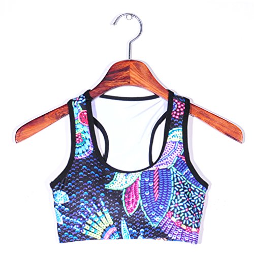 Image of Sister Amy Women's Aerobics Gym Dance Yoga Vest Printed Sports Bra Top Vest