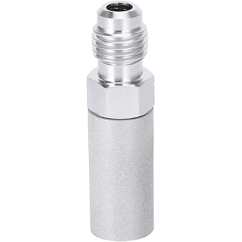 Stainless Steel Aeration Stone, Silver Diffusion Oxygen Stone Thread with 1/4in Hose Barb Carbonating for Home Brewing Beer