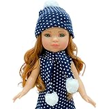  Folk Artesanía Muñeca Simona 40 cm Original Modelo Gorro, Bufanda y Vestido Lana de edición Limitada, Fabricada en España