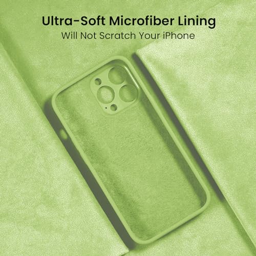 Image of FireNova Designed for iPhone 14 Pro Max Case, Silicone Upgraded [Camera Protection] Case, Soft Anti-Scratch Microfiber Lining Inside, 6.7 inch, Tea Green