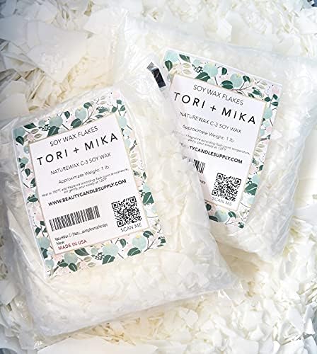 1 lb Natural Soy Wax Flakes for Candle Making by TORI MIKA, Made in the USA, Paraffin Free, Perfect for Starter Blend and Add Favorite Fragrance Candle DIY Projects Help Relaxing Aromatherapy