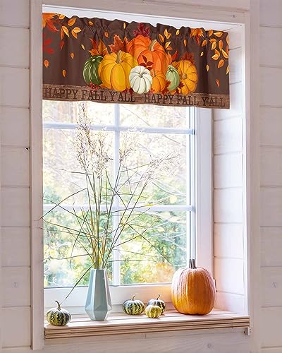 Cosybright ZJP-20220701-SLXM11610CLIACBT Window Valance Light Filtering Window Treatment Thanksgiving Harvest Pumpkin Fall Rod Pocket Curtain Valance,54X18 Inch Decorative Kitchen Valance thumb #3