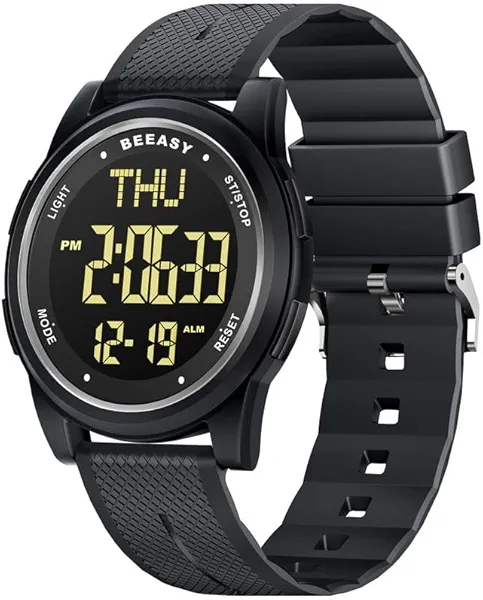 Beeasy Digital Watch Waterproof with Stopwatch Alarm Countdown Dual Time, Ultra-Thin Super Wide-Angle Display Digital Wrist Watches for Men Women