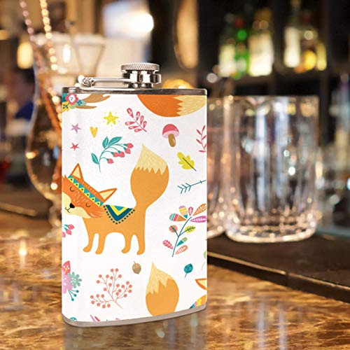 Flasque à whisky en cuir avec entonnoir flèche blanche et renards