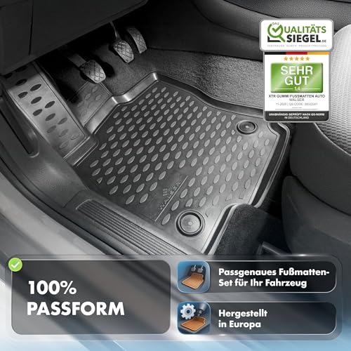 schwarz mit hohen Rändern und Noppenstruktur für optimalen Schmutzschutz und Rutschfestigkeit im Fahrerfußraum (98 Zeic...
