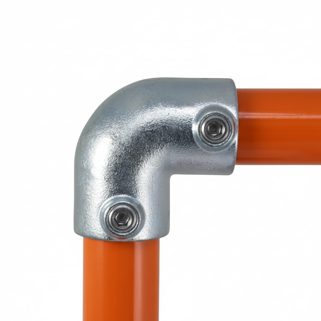 125D 90 Elbow Key Clamp Fittings for Standard 48.3mm Tube | Heavy Duty Galvanized Iron Handrail, Railing & Scaffold Tube Clamps