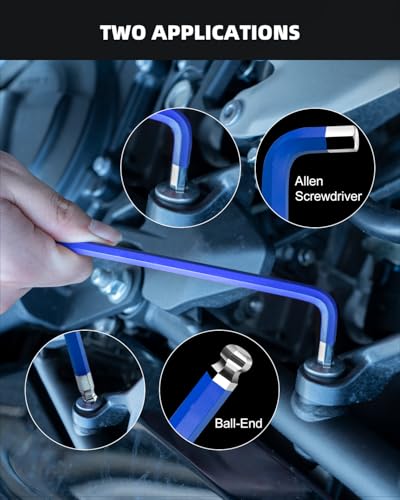 Image of ROTATION 14PC Jumbo Hex Key Allen Wrench Set, Metric 1.5-19mm | Long Ball End, High-Strength Chrome Vanadium Steel, Automotive Mechanic Furniture, Pro-Grade