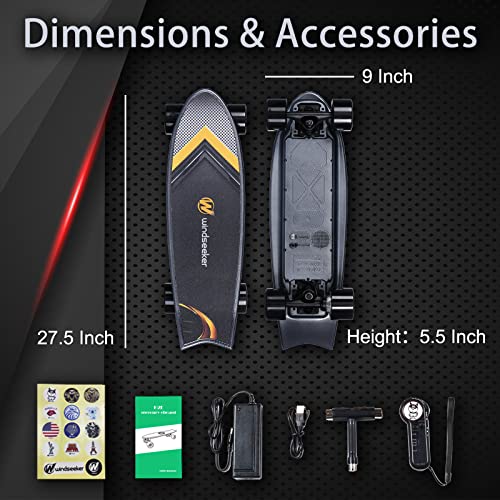 Windseeker Electric Skateboard，Electric Skateboard With Remote Control For Beginners, 450W Brushless Motor, 18.6 Mph & 7.6 Miles Range, 3 Speeds Adjustment #TOP6