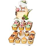 YestBuy 3 Tier Maypole Square Wedding Party Tree Tower Acrylic Cupcake Display Stand (3 Tier (10cm gap) with Base) ¡­