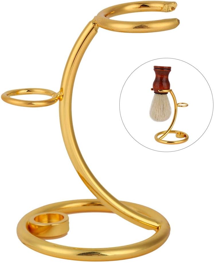 Tmtop Men Shaving Tool Holder Beard Shaver Razor Brush Stand Rack (Gold)