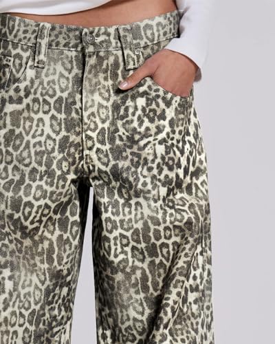 Kedera Women's Leopard Printed Straight Jeans Loose Y2K Jeans Casual Boyfriend Vintage Streetwear Cheetah Jeans3
