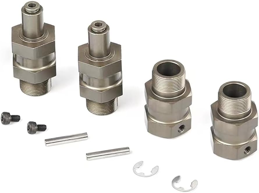 KingVal Replacement Harden 24mm Hex Hub Front and Rear Wheel Extender Combiner Compatible with 1/5 HPI ROVAN KM Baja 5B 5T 5SC RC Car (Titanium Color)