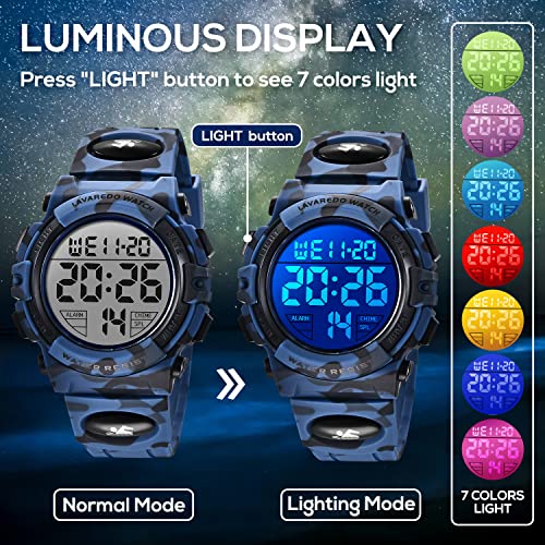 Image of Kids Watch,Boys Watch for 3-15 Year Old Boys,Digital Sport Outdoor Multifunctional Chronograph LED 50 M Waterproof Alarm Calendar Analog Watch for Children with Silicone Band,Kids Gift