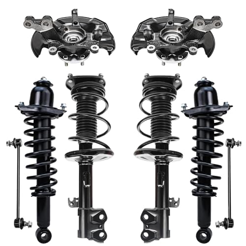 Image of Detroit Axle - 1.8L Front 8pc Steering Knuckles Kit for 09-13 Toyota Corolla Steering Knuckles & Wheel Bearing Hubs Sway Bars Front and Rear Struts Coil Spring Replacement Suspension