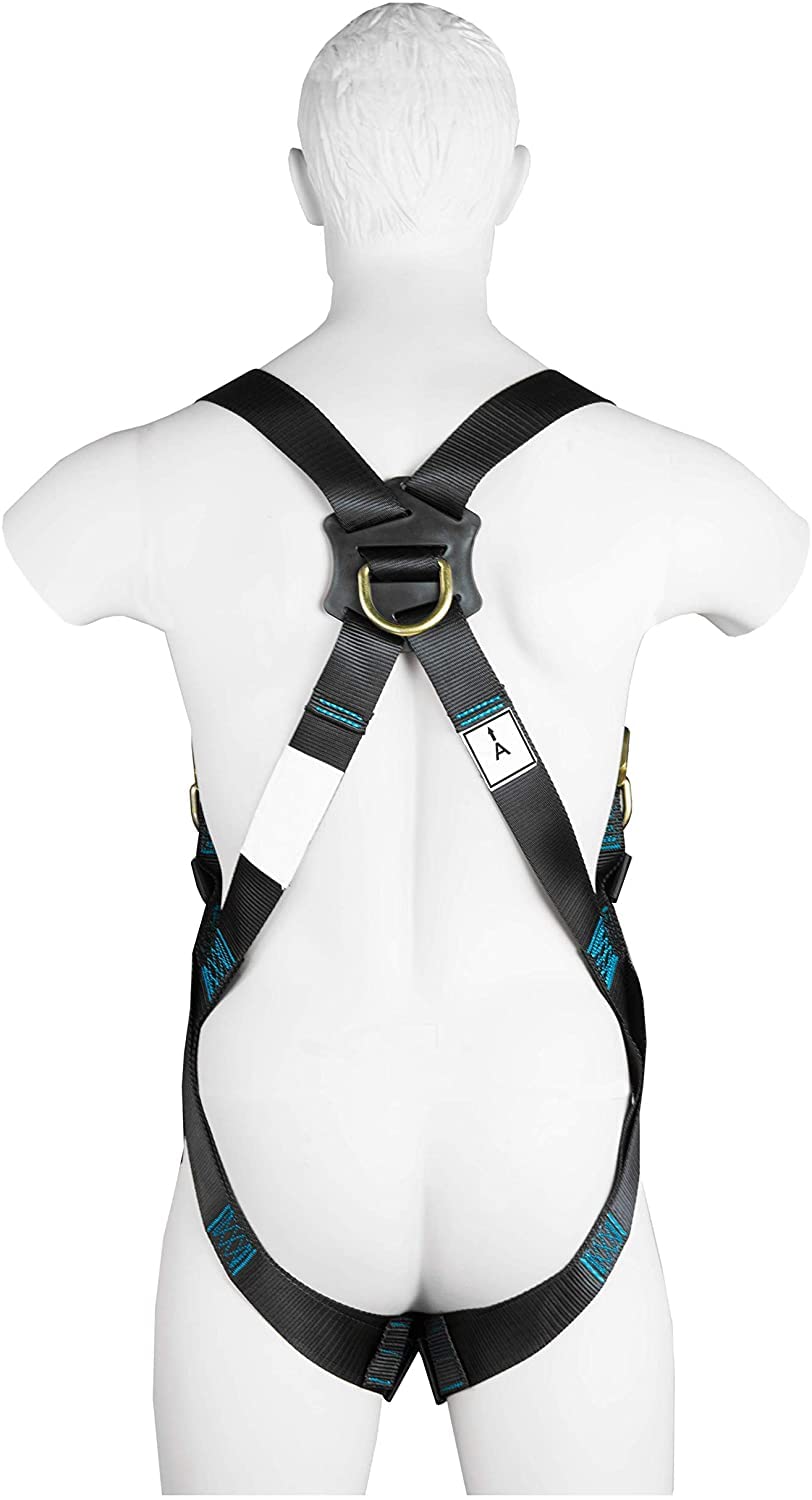 ACE Safety, set di protezione anti-caduta con imbracatura per tutto il corpo EN361, smorzatore con cordino a Y di 1,5 m EN354, EN8513, peso massimo autorizzato 100 kg, omologato CE