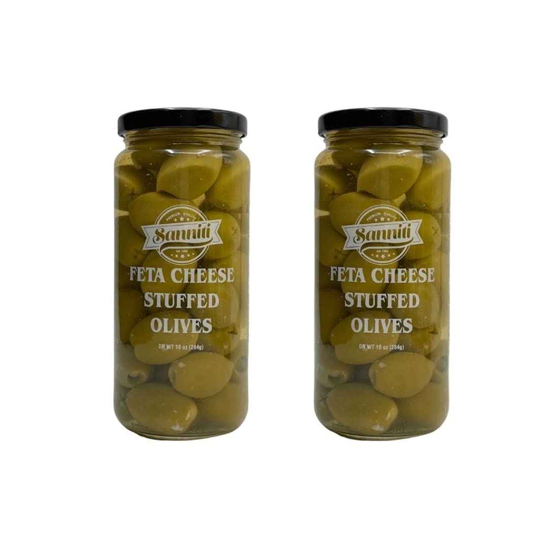 Sanniti Feta Cheese Stuffed Greek Olives, Net Weight 16 oz