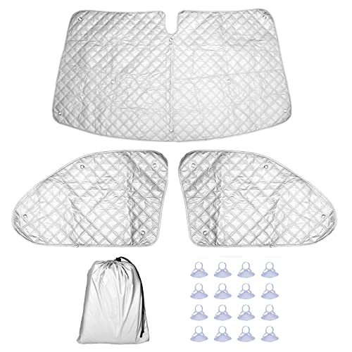 NIGOOLATA Juego de Persianas Térmicas Cubierta de Pantall 3 Piezas Cubierta de Parabrisas de Coche...