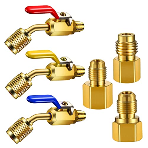Robinet à bille pour réfrigérant R410A R134A adaptateur de réservoir climatisation 1/4