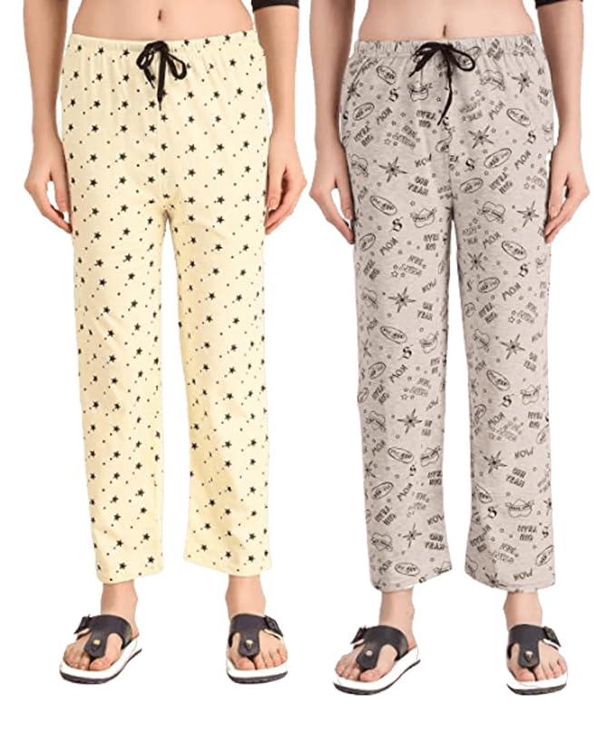 Pack of 2 Women Printed Cotton Elasticated Waist Regular Fit Pyjama/Track Pant-image-40