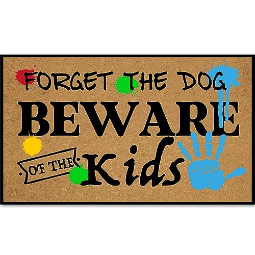 Ayatow Funny Doormats for Outdoor Entrance Front Door, Forget The Dog Beware of The Kids Entry Floor Mats for Home 30