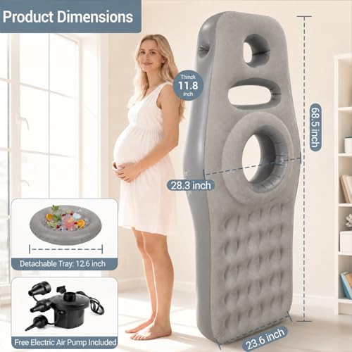 Image of Inflatable Pregnancy Pillow with Belly & Head Hole, Prone Pregnancy Pillow for Stomach Sleepers, Belly Pillow Pregnancy Mattress for Pregnant Women, Maternity airbed Pool Float for Tummy Massage