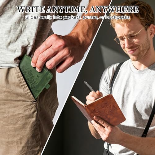 Image of A6 Pocket Notebook Lined Journal: 3 Pack Small Notebook College Ruled, Leather Mini Notebook, Small Notepad Office Supplies, Pocket Journals for Writing Travel, No Bleed Paper, 384 Pages, 3.7 inchx 5.7 inch