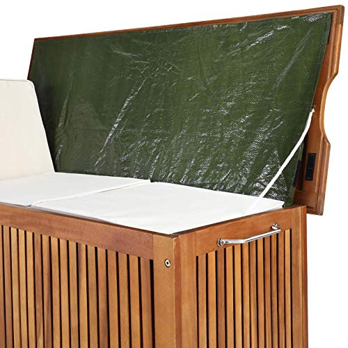 Cucunu Outdoor Storage Box 65 Gallon Wooden Deck Boxes For Patio Garden Pool 46X20X24 Inch Waterproof Wood Chest Large Container Wheels thumb #2