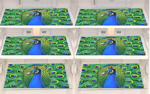 Image of Refrigerator Drawer Mat /Fridge Mat Set of 6 Piece (11.5 X 17.5 Inches) (Peacock)