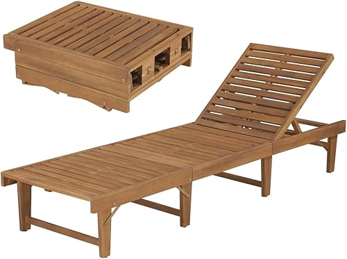 Tumbonas para patio exterior, tumbona plegable de madera de acacia maciza, sillas de césped para adultos resistentes, sillas de salón al aire libre,