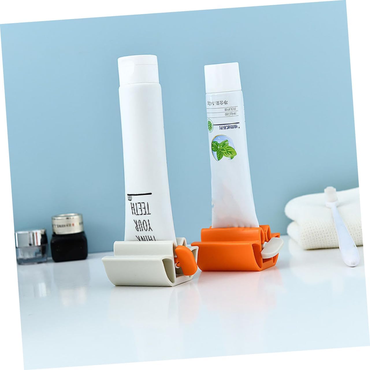 2sets Toothpaste Dispenser for Rolling Tube Squeeze Toothpaste Easily Sturdy Holder 4pcs*2