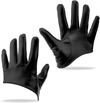 Women Faux Leather Dancing Wet Look Gloves Extra Short PU Leather Half Palm Gloves