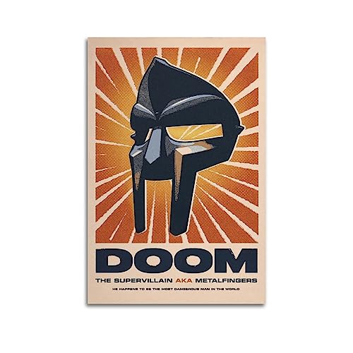 DiDid Mf Doom Mask Retro Canvas Wall Art 12x18"(30x45cm), Decorative Painting For Modern Family Bedroom