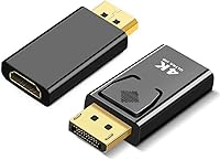 Fpjlokf 2-Pack 4K DisplayPort to HDMI Adapter (DP Male to HDMI Female) Gold-Plated Converter for PC Laptop TV Projector