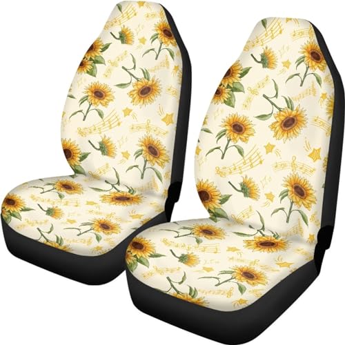 Housse de siège auto lavable motif musique et tournesol pour voiture et camion