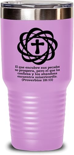 Miniatura 1 de Regalo religioso en español para hombre o mujer taza de café para bautizo, primera comunión, confirmación, matrimonio - Vaso de Vino color lila 30oz